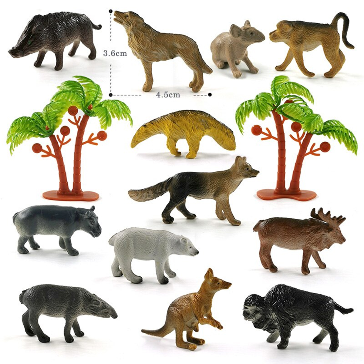 Bộ 12 đồ chơi sở thú kèm cây trang trí New4all Animal World cho bé 2-4 tuổi