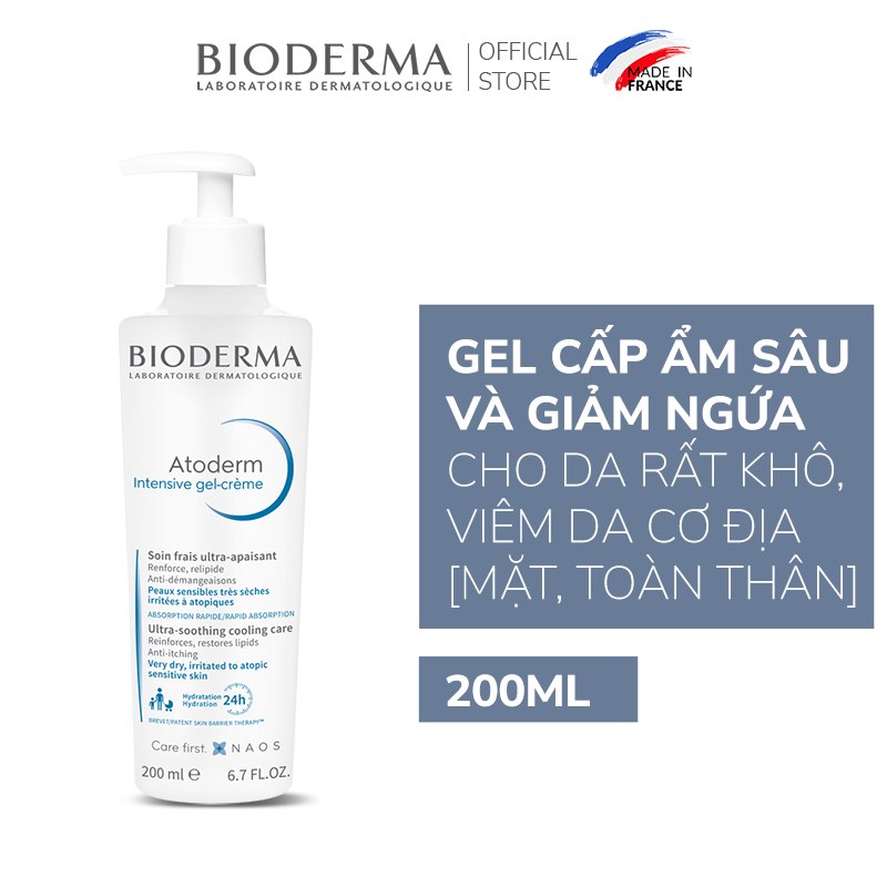 Kem gel dưỡng ẩm và làm dịu dạng gel cho da rất khô đến viêm da cơ địa Atoderm Intensive gel-crème 500ml