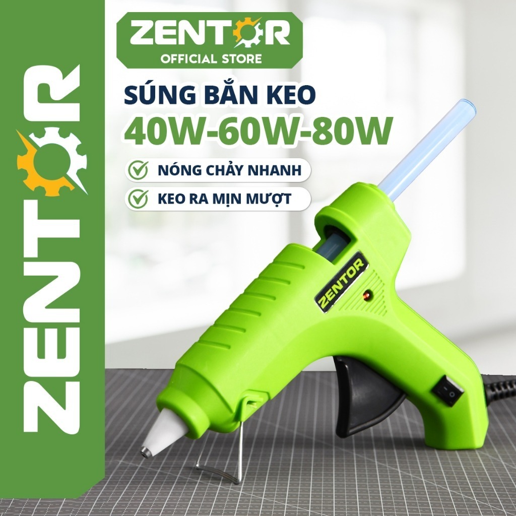 Súng bắn keo Zentor Deli Chính hãng Công suất lớn 40W 60W 80W - Máy bắn keo nến làm nóng nhanh keo ra đều