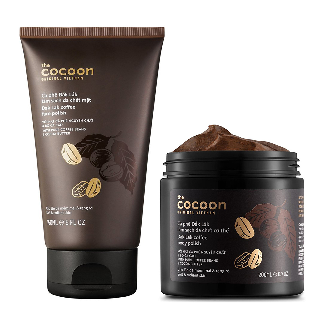 Combo Cà phê đắk lắk Tẩy da chết Body cocoon 200ml + Tẩy da chết Mặt cocoon 150ml