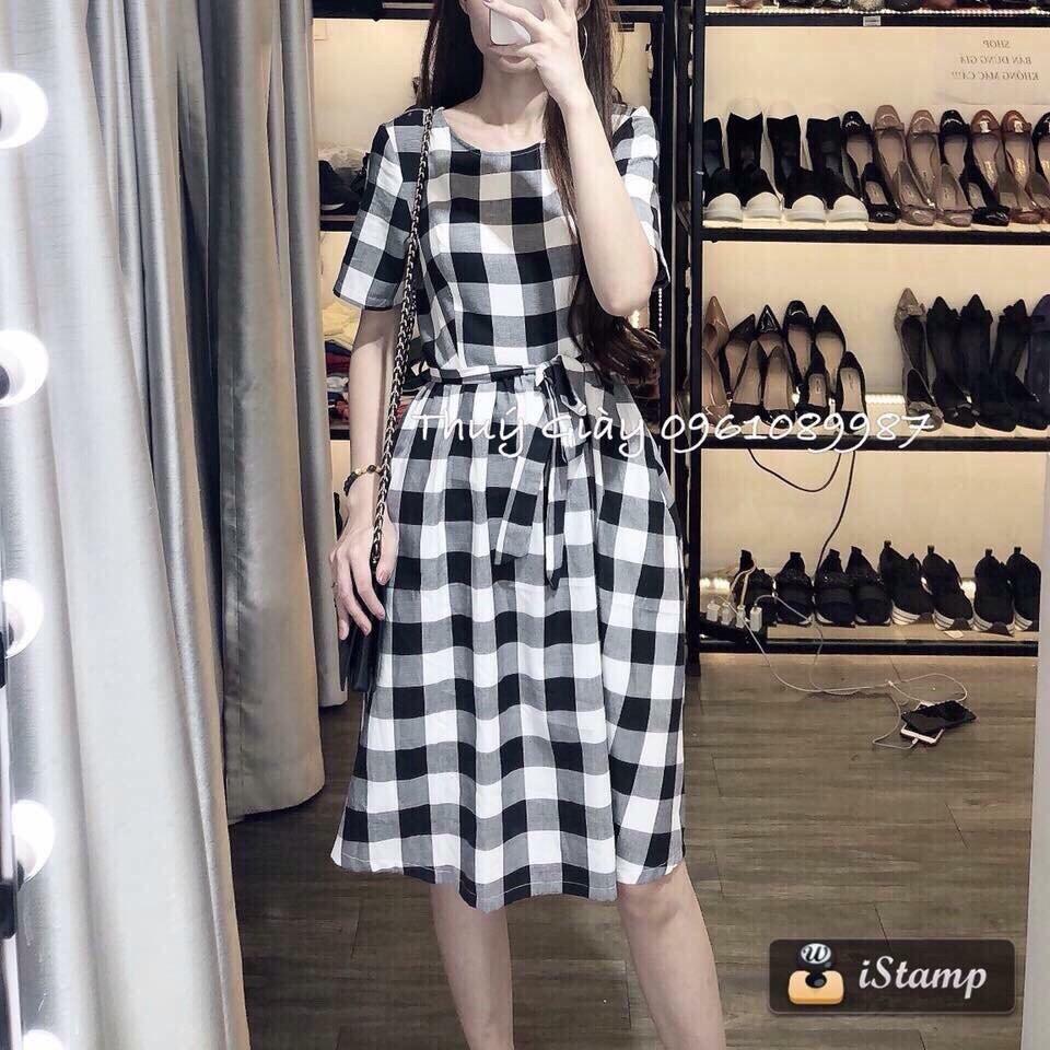 ĐẦM CARO THẮT EO CAO CẤP DRESS29