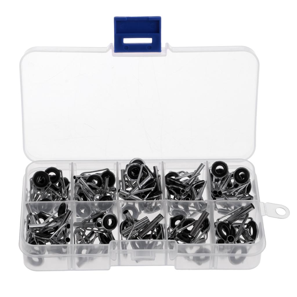80Pcs/box Heavy Duty Sea Boat Fishing Rod Guides Top Tips Pole Rod Eye Rings