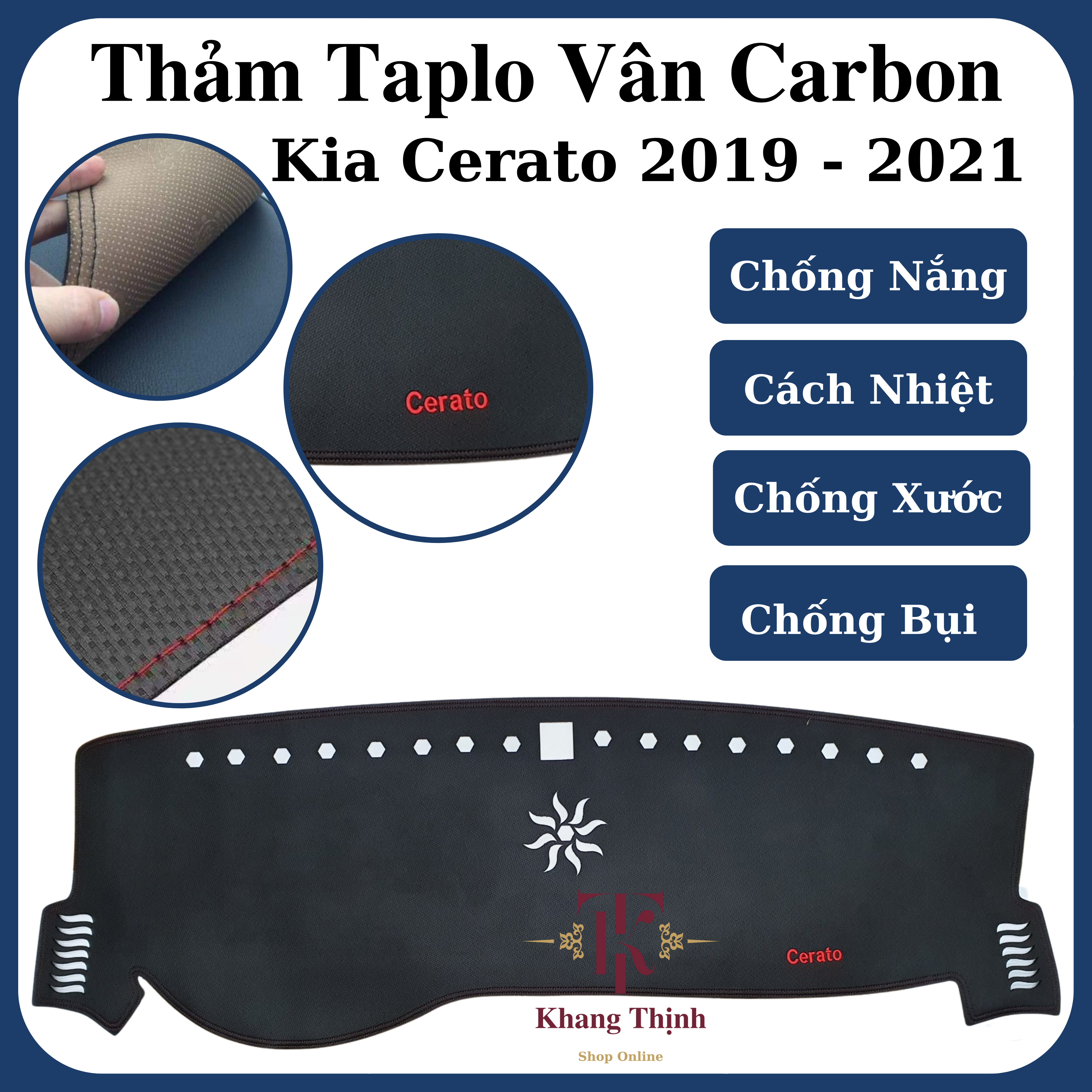 Thảm Da Taplo Kia Cerato 2019-2021 Vân Carbon Cao Cấp