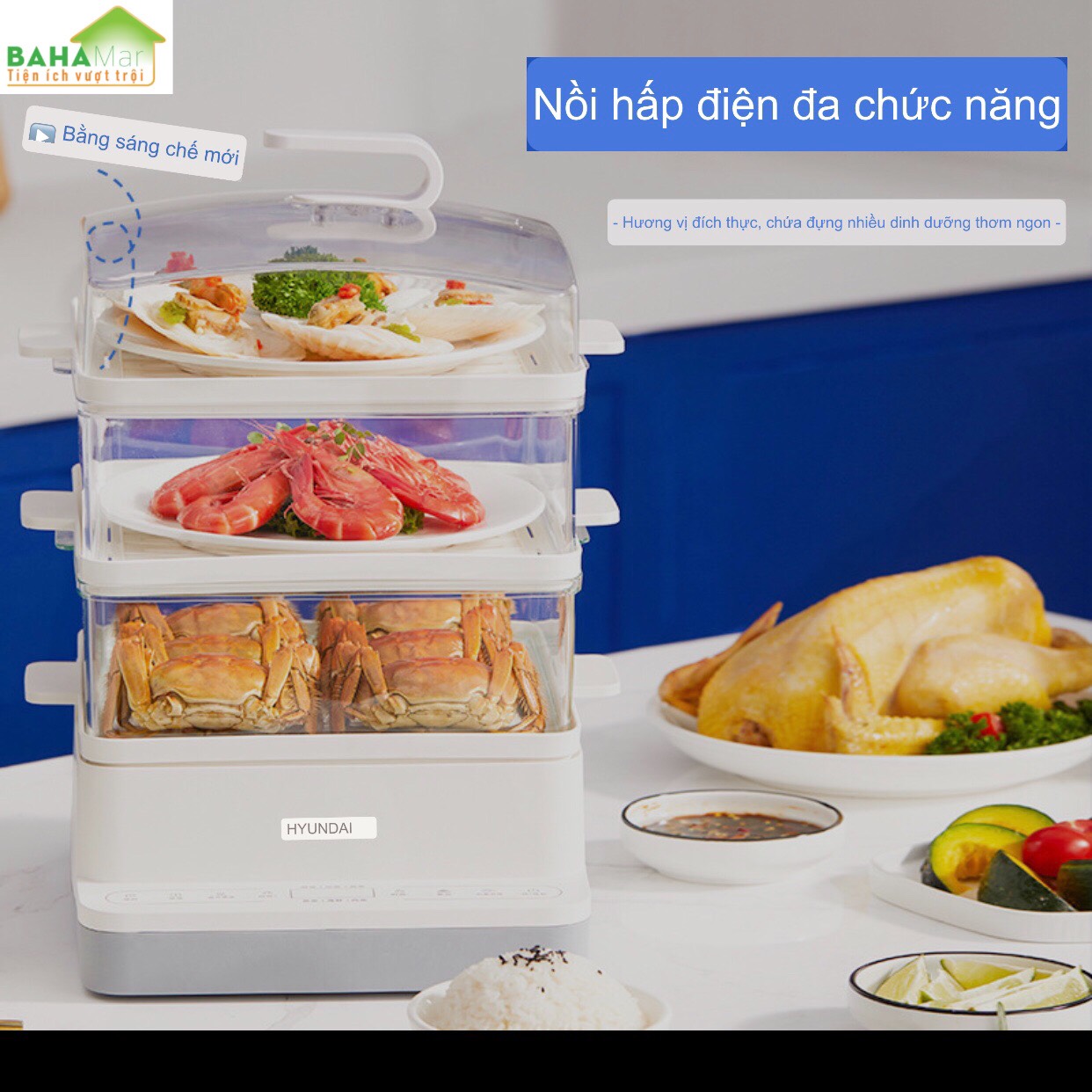 TỦ HẤP ĐIỆN ĐA CHỨC NĂNG 3 TẦNG 18L TỰ ĐỘNG NGẮT ĐIỆN &quot;BAHAMAR&quot; Đa chức năng Gia dụng, tự động ngắt điện