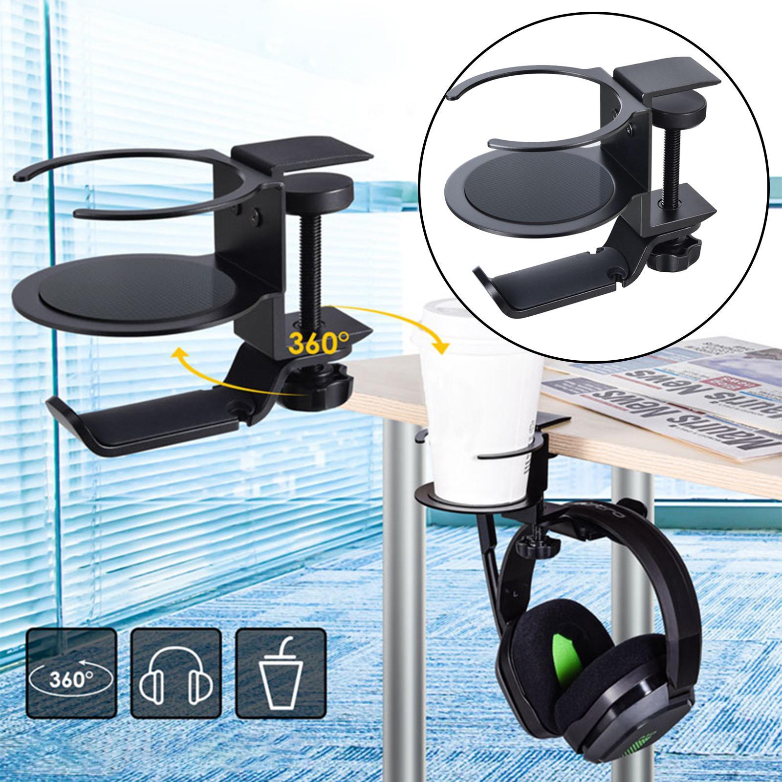 Headphone Hanger Cup Holder Headphone Hook Headphone Hook Cable Clip Black