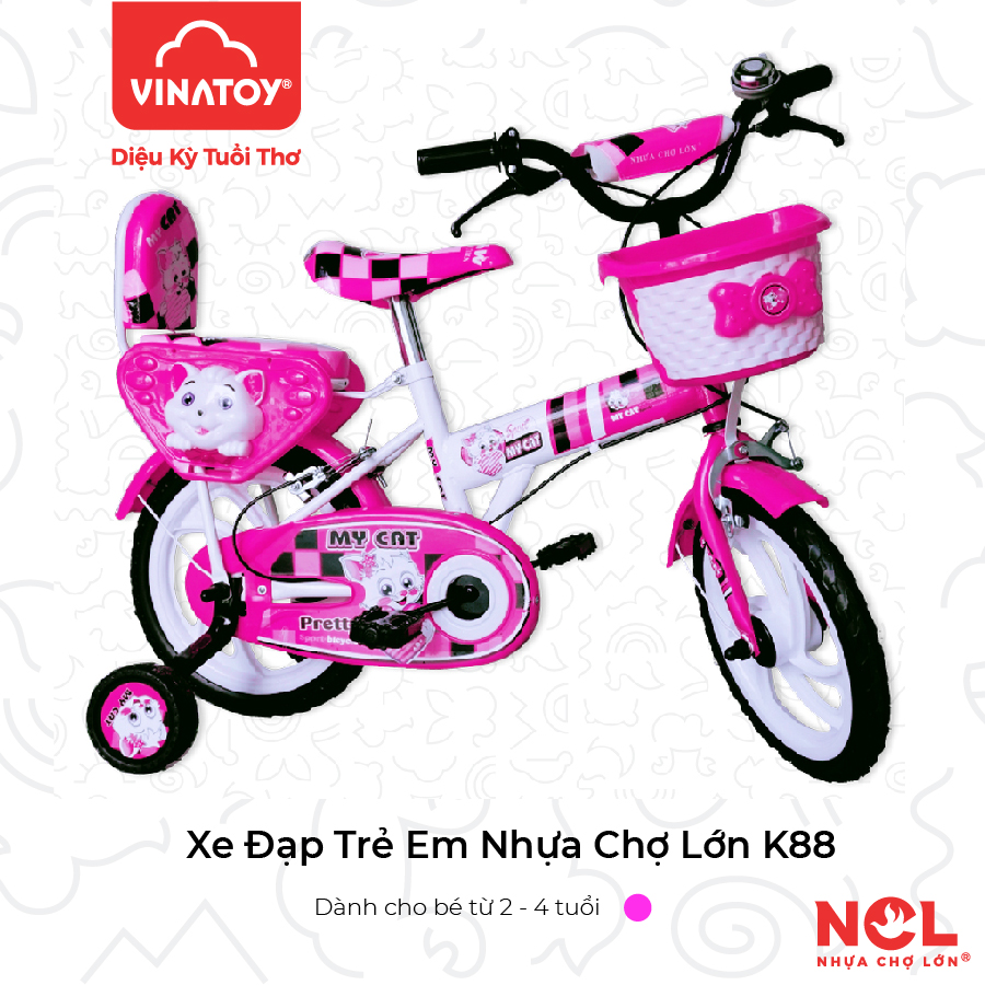 Xe Đạp Trẻ Em Nhựa Chợ Lớn 12 inch K88 - M1611-X2B - Dành Cho Bé Từ 2 - 3 tuổi