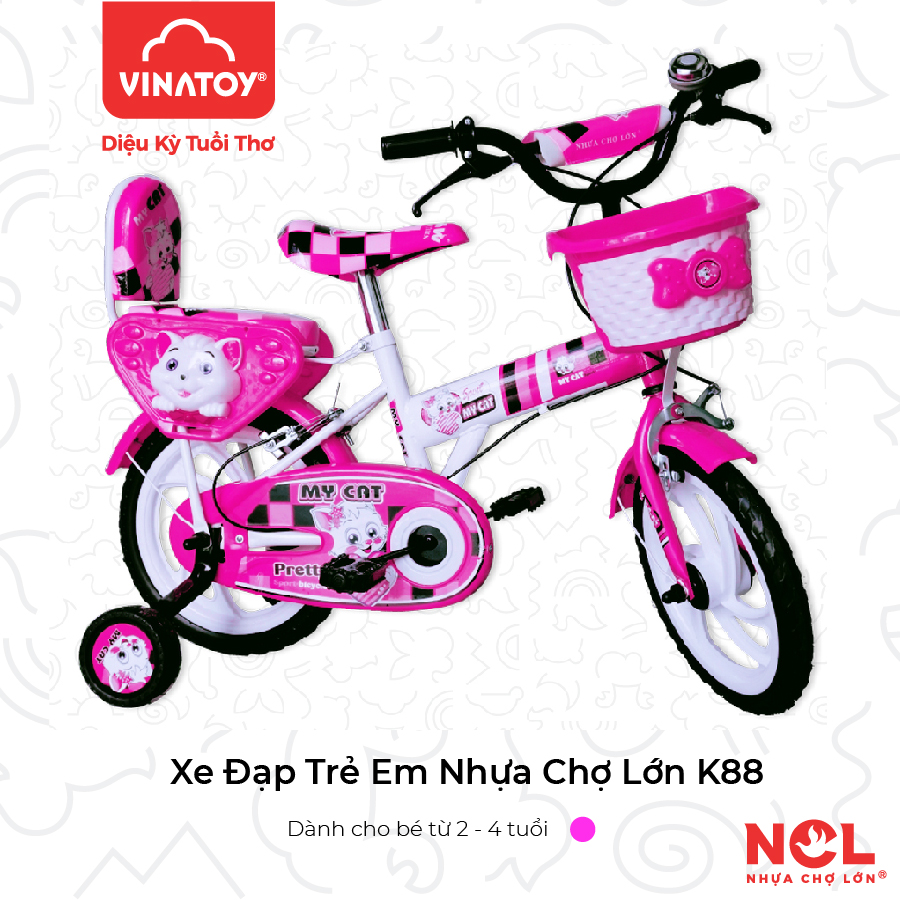 Xe Đạp Trẻ Em Nhựa Chợ Lớn 14 Inch K88 - M1612-X2B - Dành Cho Bé Từ 4 - 5 tuổi