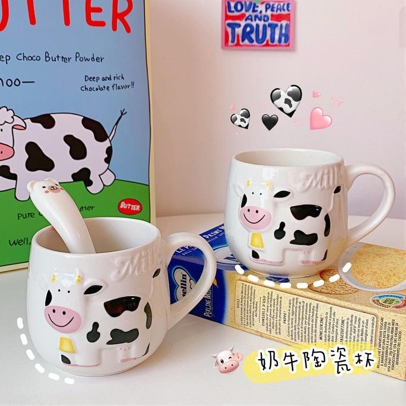 Cốc uống nước bằng gốm chịu nhiệt có tay cầm họa tiết hoạt hình dễ thương
