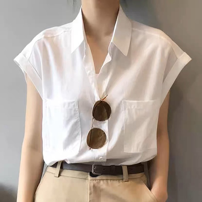 Áo sơ mi nữ Linen Premium tay hến form rộng trẻ trung không kén dáng mặc, thời trang công sở 2023