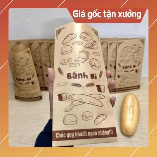 Bao đựng bánh mì 500 túi bánh mì 13x25cm giấy kraff siêu đẹp + tiêu chuẩn an toàn thực phầm