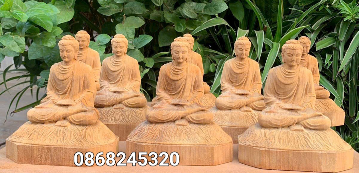 Tượng phật thích ca mini bằng gỗ ngọc am thơm nức kt 15×12,5×8,5cm
