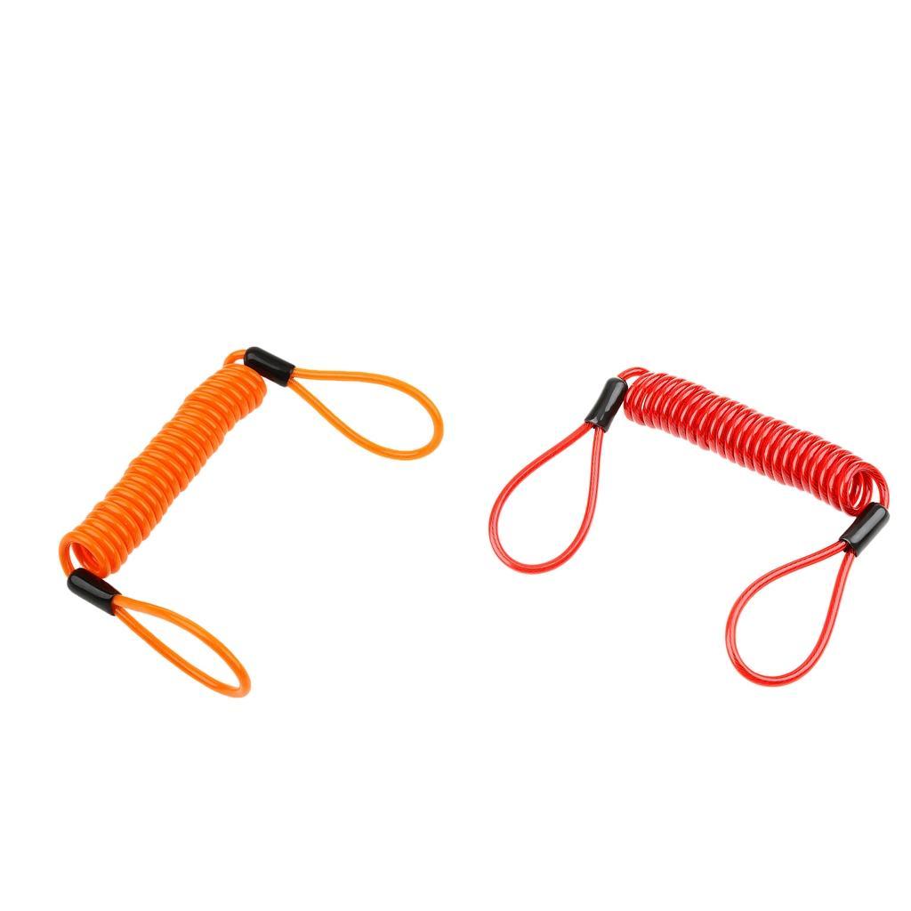 2x 150cm Orange Spring  Wire Disc Lock Reminder  Cable Cord