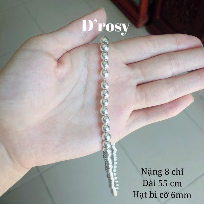 Dây chuyền bạc bi tròn trơn cho người lớn cỡ 3mm 4mm 5mm 6mm dài 47-55 cm chuẩn bạc ta c