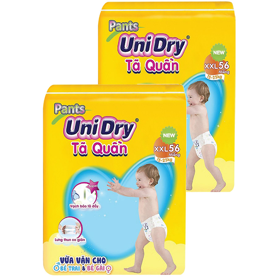 Combo 2 Tã Quần Unidry Ultra Jumbo XXL56 (56 Miếng) - Tặng 1 Thú Bông Dâu Tây Mặt Gấu