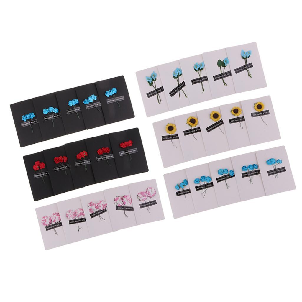 5 Pieces Handmade Greeting Cards Invitation Cards with Dried Flower Embellishments for Wedding Party, Graduation, Holiday, Birthday - 146 x 100mm