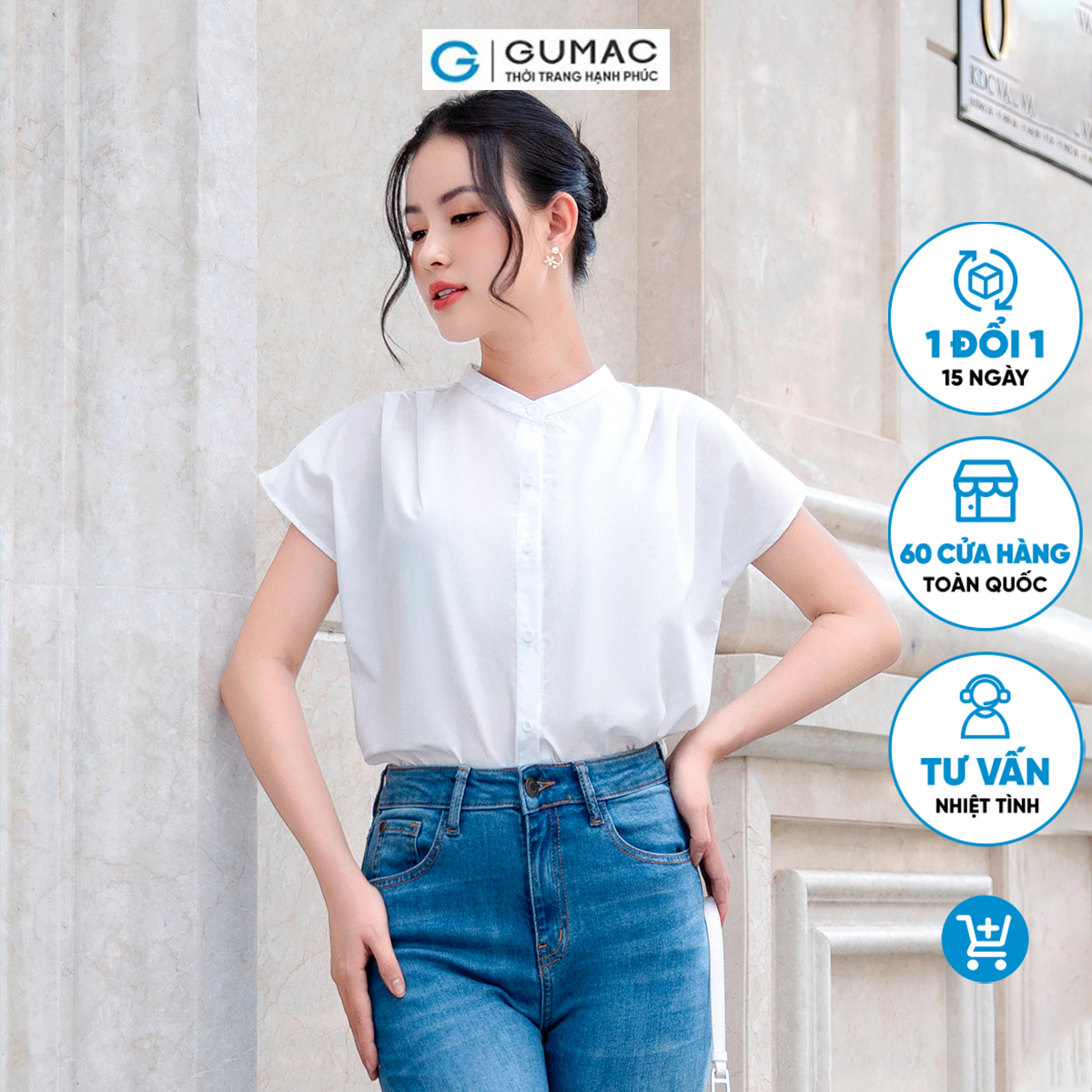 Áo kiểu tay liền cổ trụ công sở đi tiệc sang trọng thời trang GUMAC AD09010