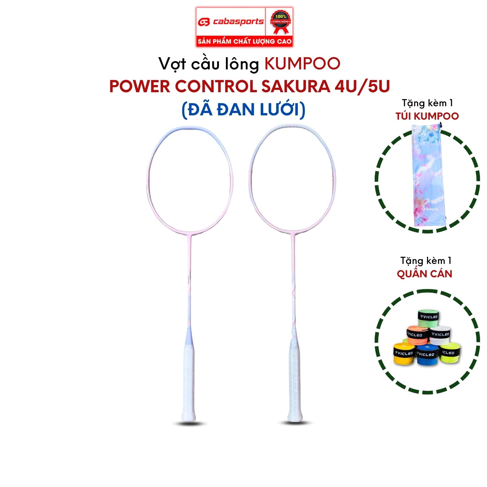 Vợt cầu lông đã đan lưới Kumpoo Power Control Sakura siêu nhẹ chính hãng, vợt chuyên công chất lượng giá rẻ