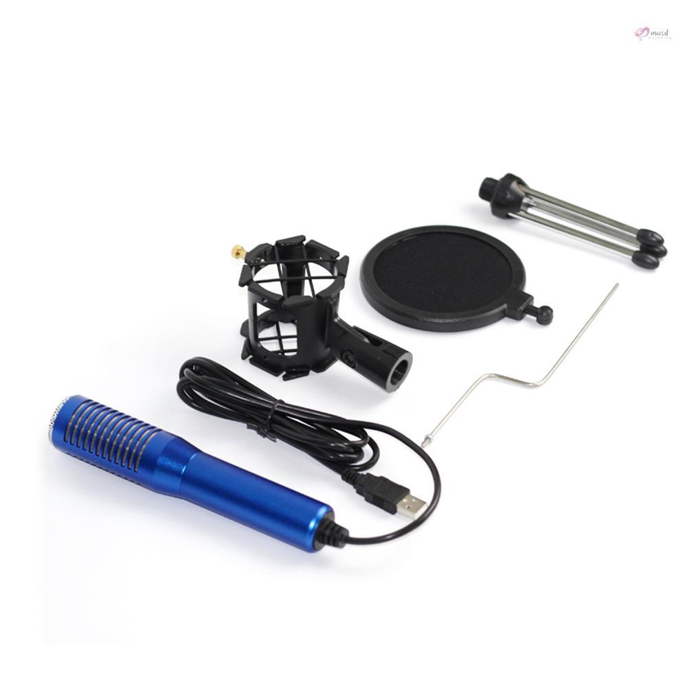 Micro thu âm mini có dây USB kèm giá đỡ ba chân chống sốc cho PC Laptop chơi game phát sóng trực tuyến