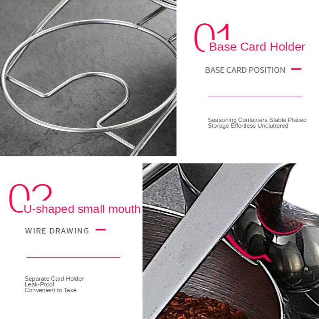 Kitchen 304 Stainless Steel Seasoning Containers Storage Set Spice Jar Rack