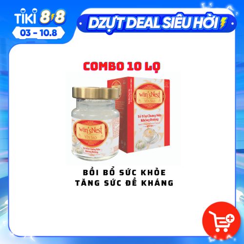 Combo 10 lọ Yến Sào cao cấp win'snest Tổ Yến Chưng Sẵn Không Đường 20% (70 ml/ lọ) kèm túi xách