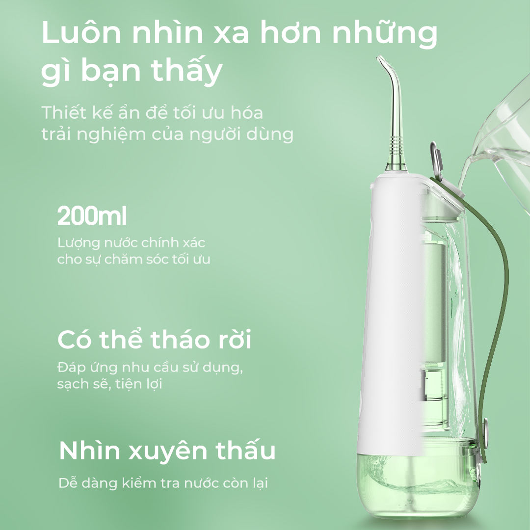 Tăm Nước Oclean W10 | 5 Chế Độ | Pin 30 Ngày| Tần số 1400 Xung Trên Mỗi Phút - Hàng Chính Hãng