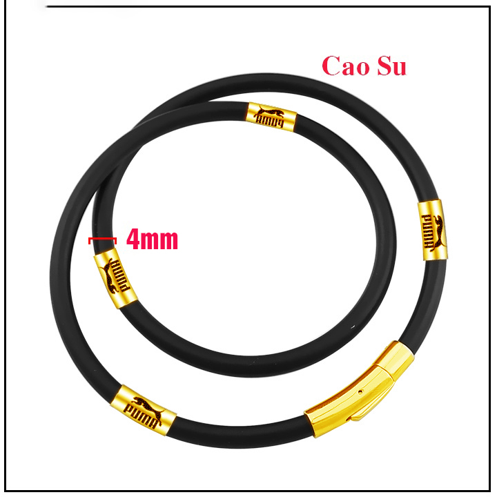 Dây chuyền cao su 4ly khóa vàng bọc khoen inox mạ vàng khắc P đem lại đẳng cấp, phong độ cho người đeo