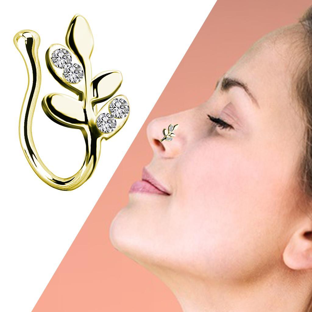 2x Crystal Fake Nose Rings 18G Faux Fake Lip Ear Nose Septum Ring 18 Gauge