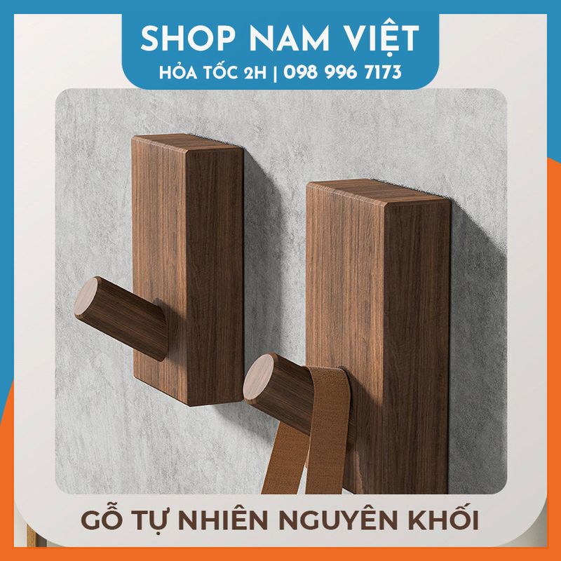 Móc Gỗ Dán Tường Treo Đồ Kèm Keo 2 Mặt