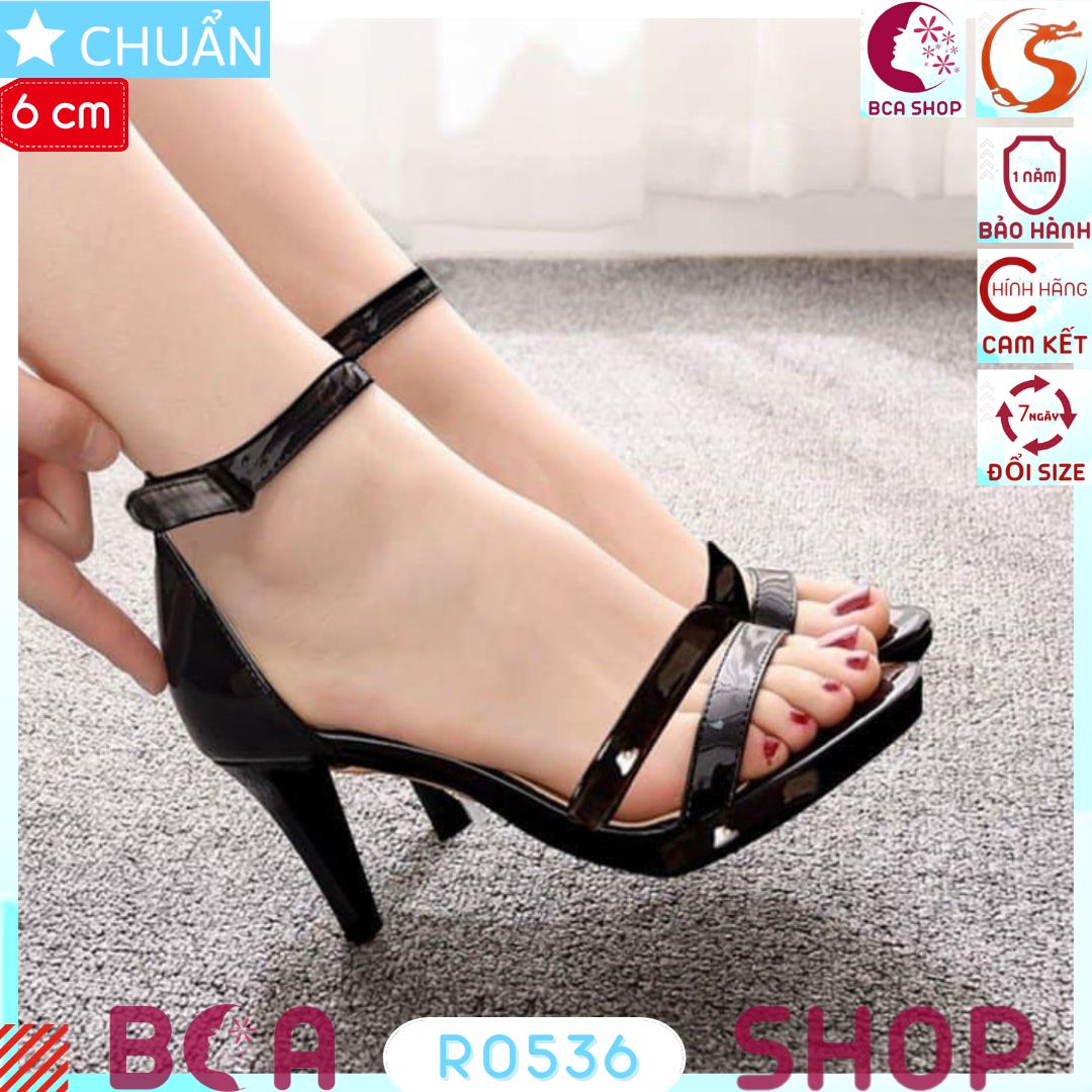 Giày cao gót nữ 6p RO536 ROSATA tại BCASHOP gót nhọn, quai cài bằng keo gai tiện lợi, mang vào sang chân cực kì màu đen