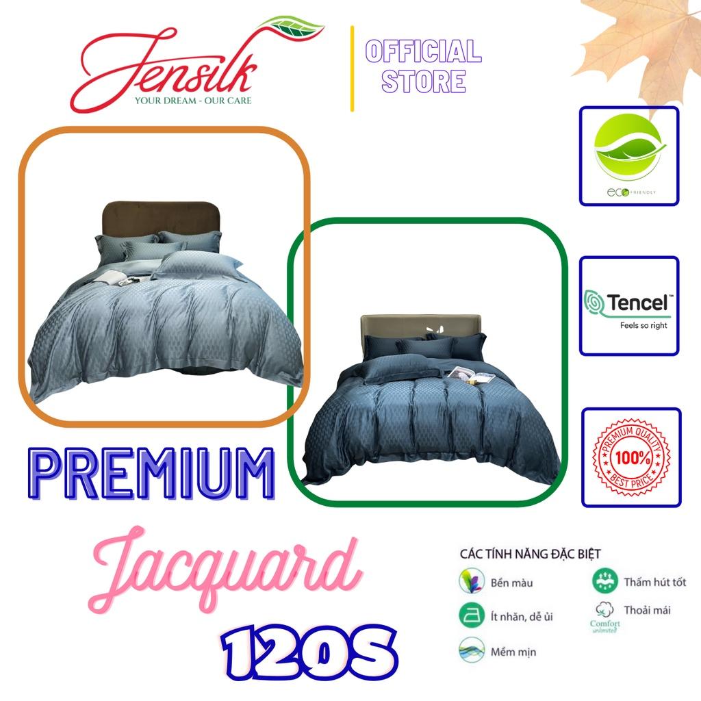 Bộ chăn ga gối 4 món 100%Tencel 120s Cực Phẩm, họa tiết Hình thoi với kiểu dệt Jacquard sang trọng