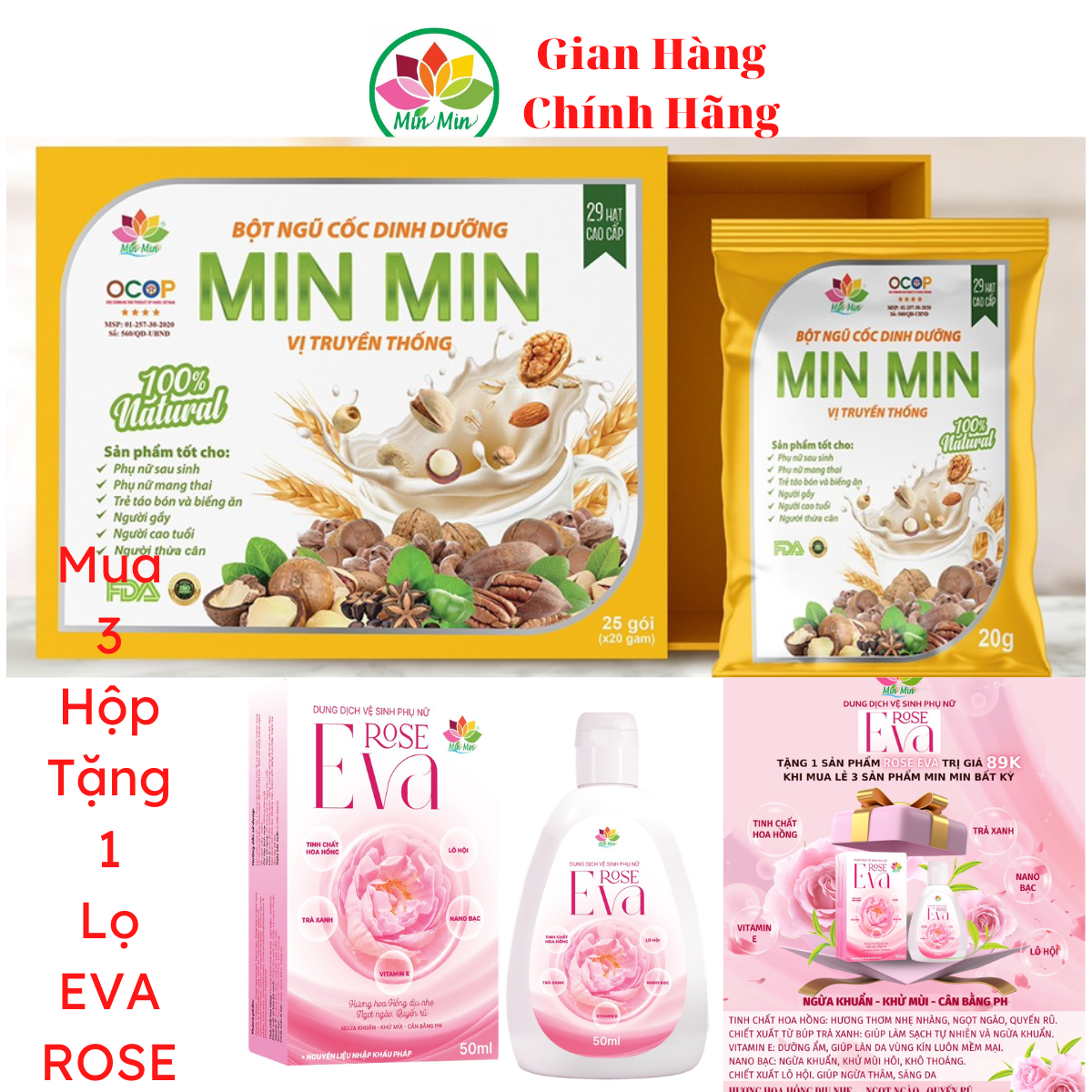 1kg_NGŨ CỐC LỢI SỮA CAO CẤP MIN MIN 29 Hạt _ Ngũ Cốc Dinh Dưỡng Mẹ Bầu DẠNG HỘP ĐÓNG GÓI 1 hộp 25 gói