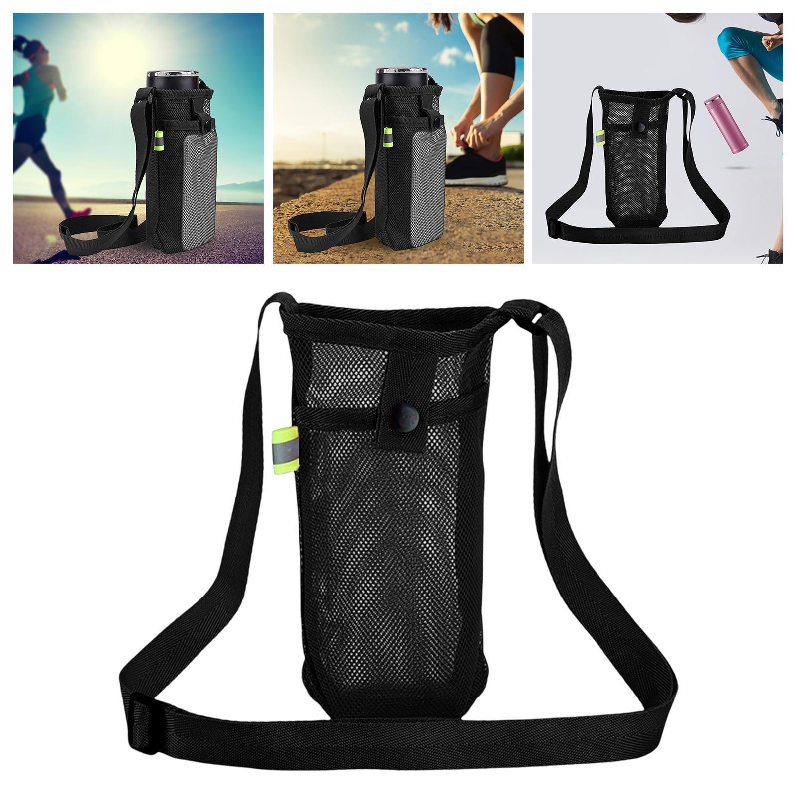 Mesh Nylon Water Bottle Holder Carrier Bag Pouch Black