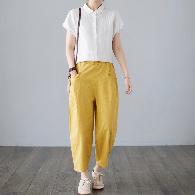 Quần ống rộng nữ, chất liệu Đũi cao cấp, phong cách Hàn Quốc, trẻ trung, thoải mái NeSa Shop QKH.056