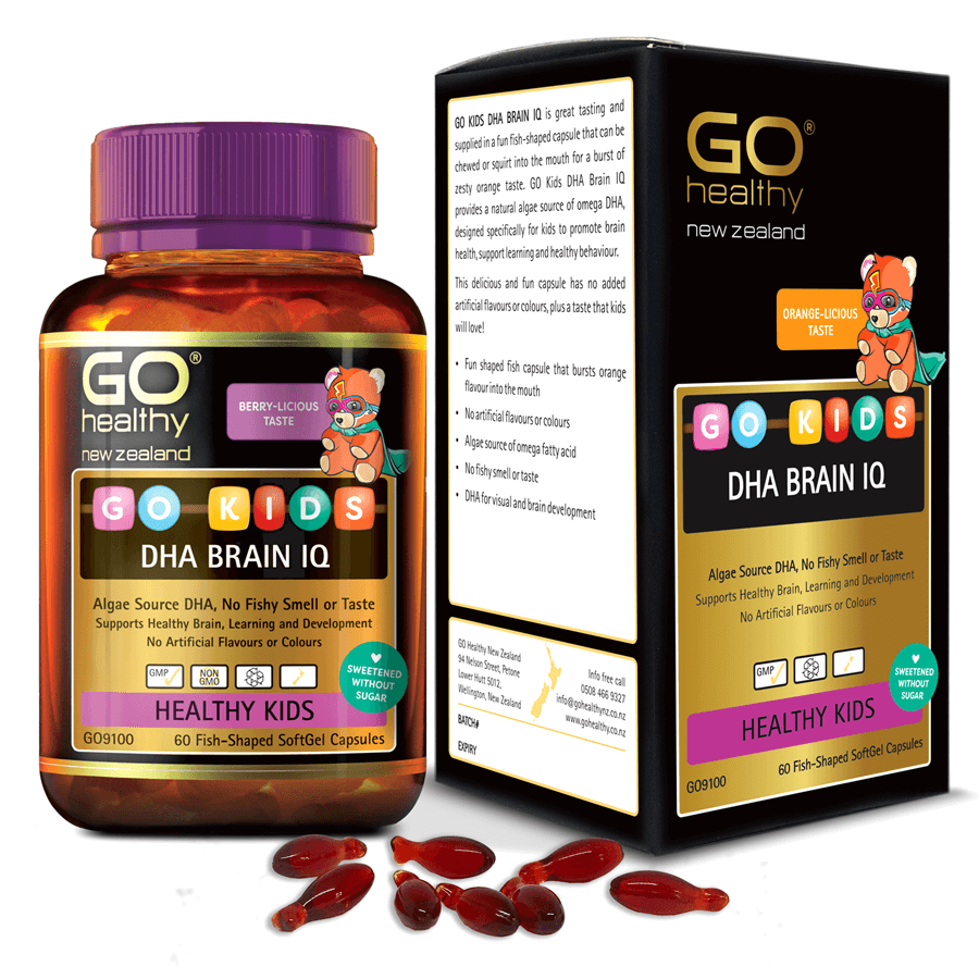 GO KIDS DHA BRAIN IQ 60 VIÊN - Viên nhai DHA cho bé nhập khẩu chính hãng GO Healthy New Zealand