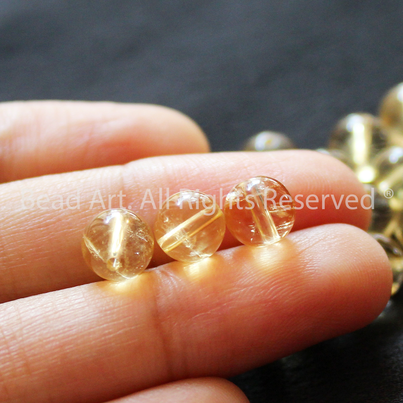 6.5-7mm Đá Thạch Anh Vàng, Citrine Tự Nhiên, Đá Phối Vòng Tay Phong Thuỷ, Chuỗi Hạt , Mệnh Thổ, Kim - Bead Art