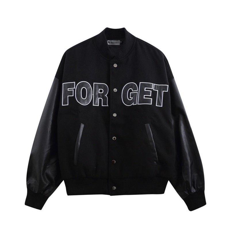 Áo Bomber Tay Da FORGET Unisex Dáng Rộng