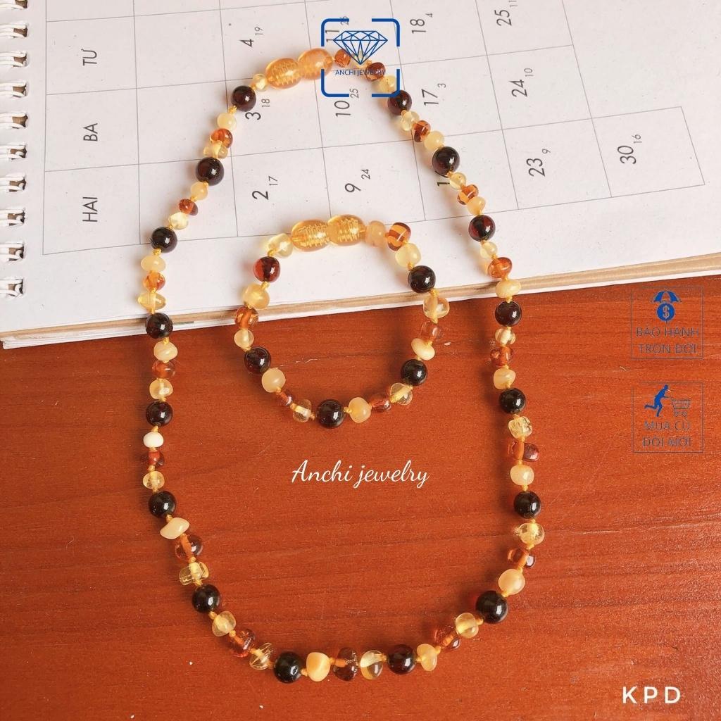 Vòng hổ phách cho bé, vòng cổ vòng tay hổ phách thật,Anchijewelry