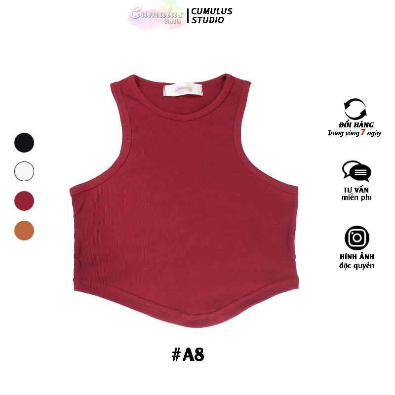 Áo croptop ba lỗ lai bầu Cumulus chất thun gân A08