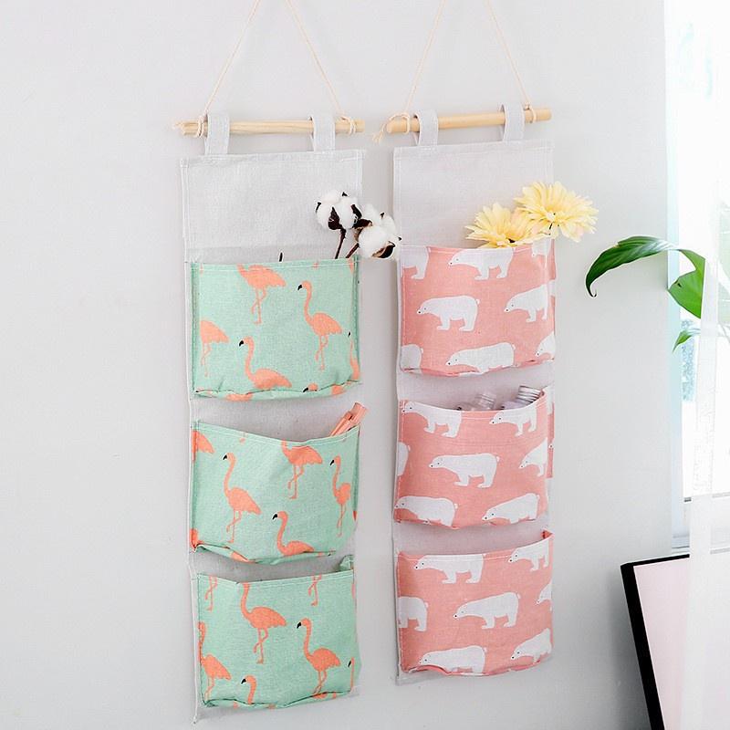 Túi vải đựng đồ 3 ngăn tiện dụng, Túi treo tường treo đồ, trang trí bếp, nhà cửa chất không thấm nước 2355 SHIPNHANH88