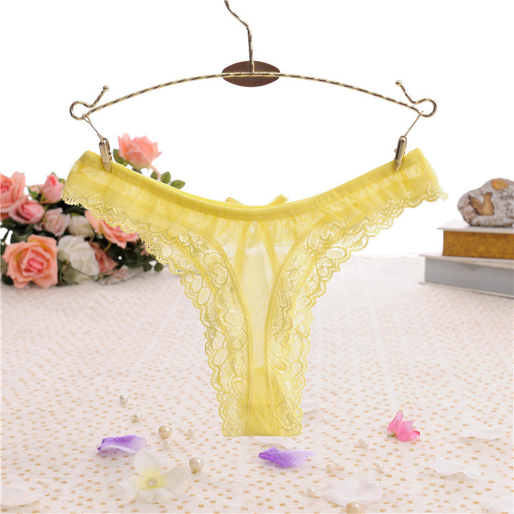 Combo 2 quần lót nữ, quần lọt khe, quần lót tam giác ren lưới xuyên thấu sexy, đính nơ xinh xắn LYEQ052