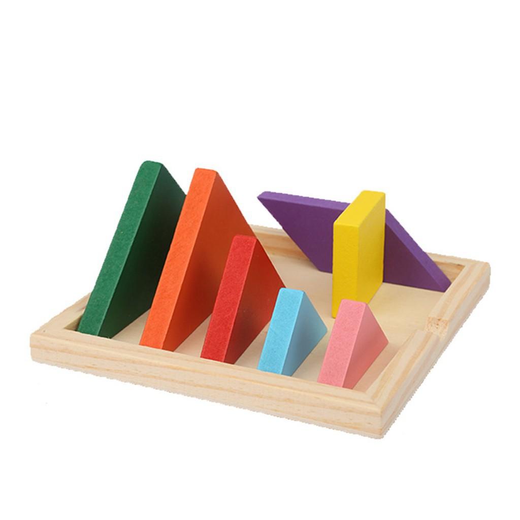 Đồ chơi gỗ cho bé Xếp hình trí uẩn 7 miếng cỡ 11.5cm, đồ chơi Montessori cho bé phát triển trí tuệ