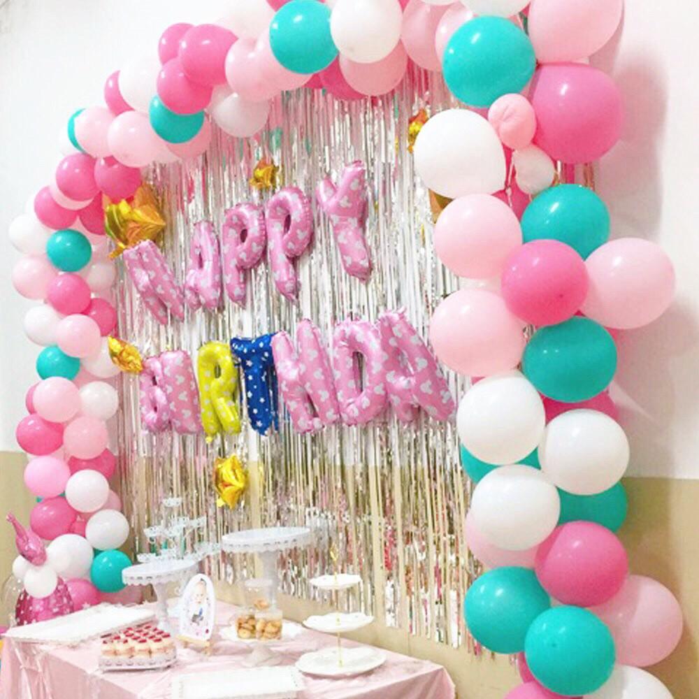 Combo trang trí sinh nhật HAPPY BIRTHDAY + 50 bong bóng giá rẻ tặng đủ đồ phụ kiện cho bé trai, gái và người lớn CB04