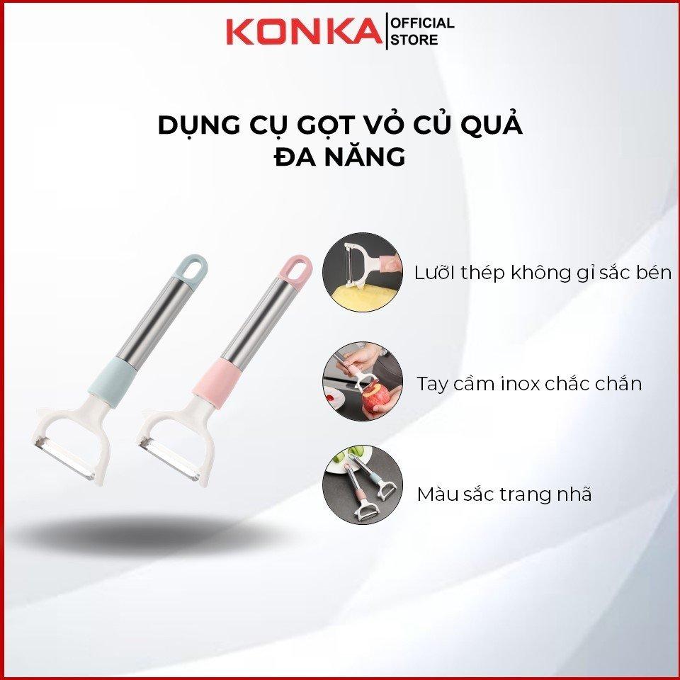 Dụng cụ nạo gọt củ quả đa nặng cán dài lưỡi thép không rỉ, chắc chắn, màu sắc dễ thương