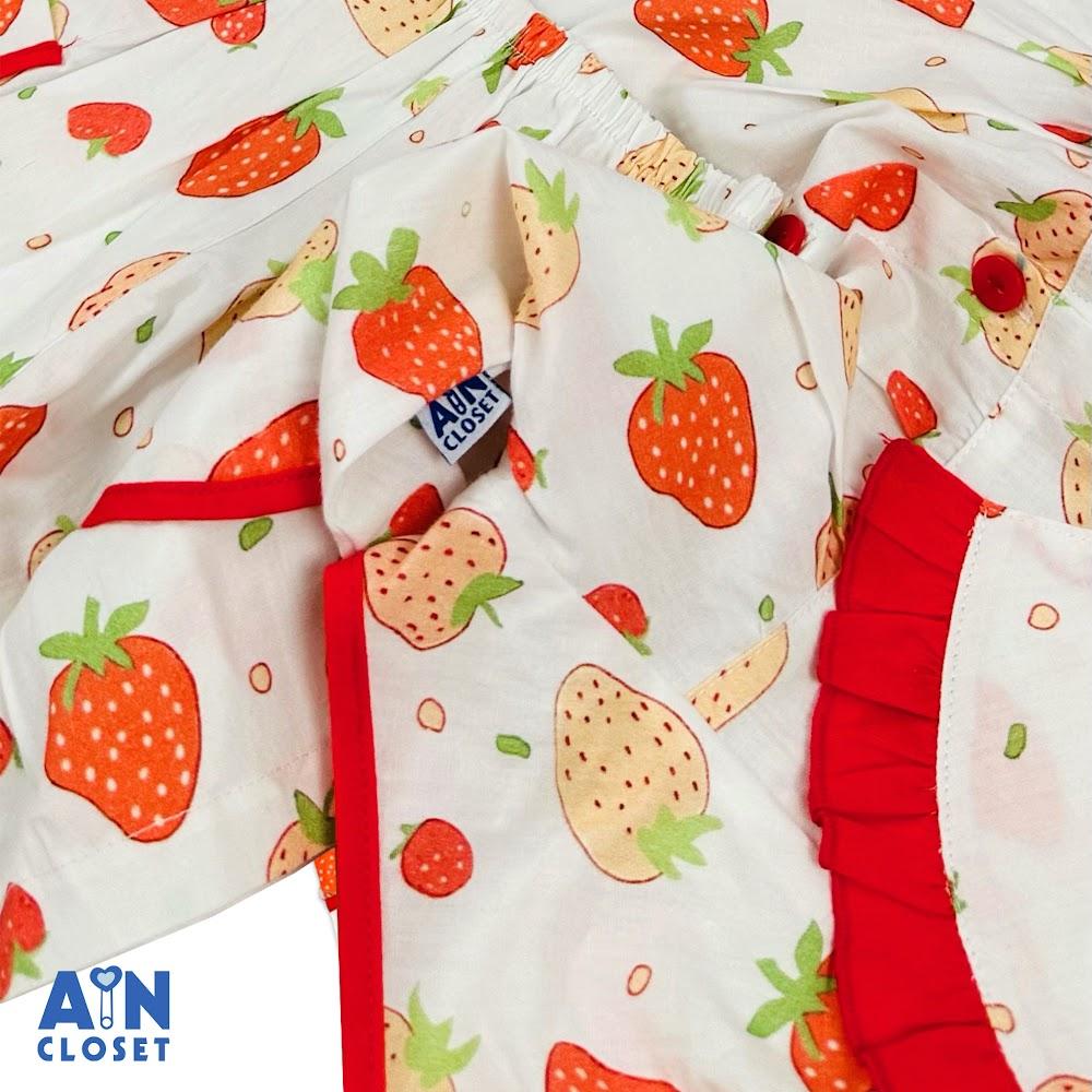 Hình ảnh Bộ quần áo Ngắn bé gái họa tiết Dâu Cam cotton - AICDBGPHQILM - AIN Closet