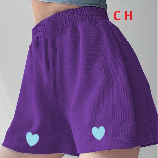 Quần đùi nữ tim xanh cotton lưng chun