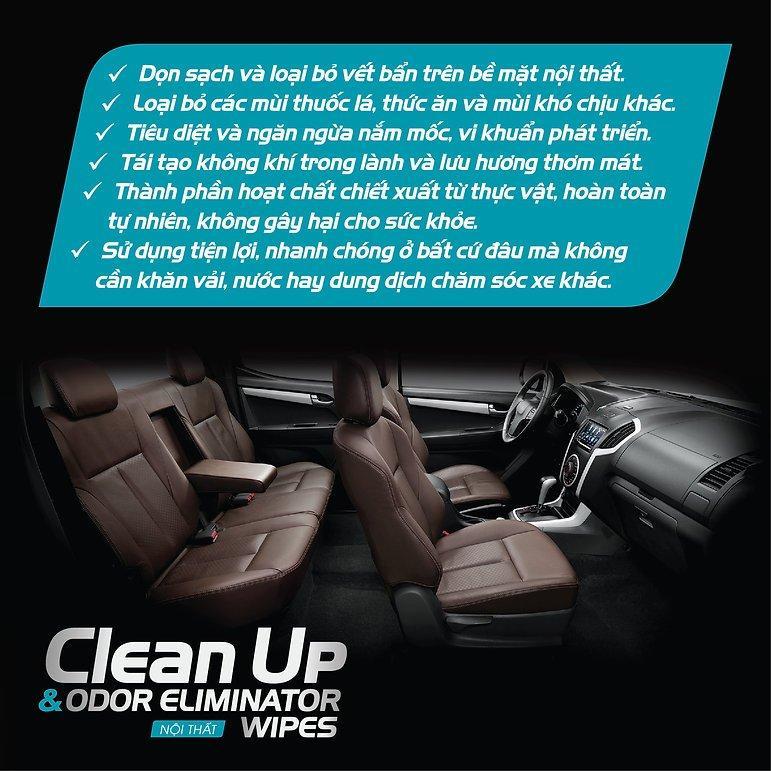 Khăn Ướt Lau Xe Làm Sạch Và Khử Mùi Nội Thất Super One Clean Up and Odor Eliminator Wipes – Internal