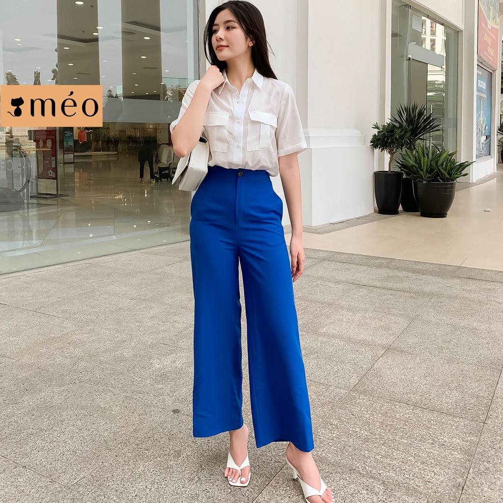 Quần cullote Méo shop ống suông rộng lưng cao Rudi