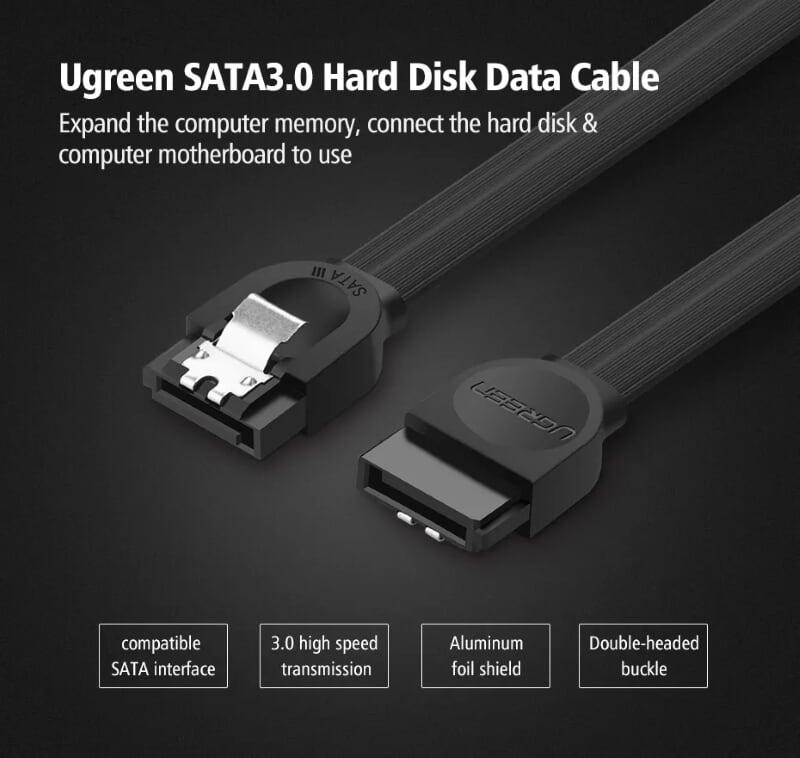 Ugreen UG30796US217TK 0.5M màu Đen Cáp truyền dữ liệu SATA 3.0 cao cấp - HÀNG CHÍNH HÃNG