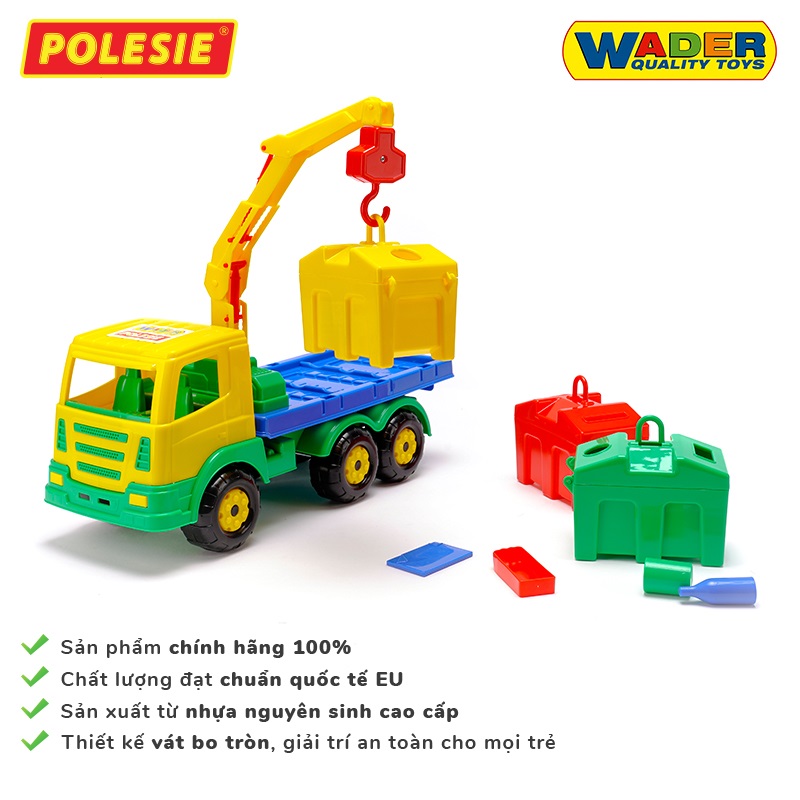 Xe cẩu xử lý rác môi trường thùng rời đồ chơi - Polesie Toys