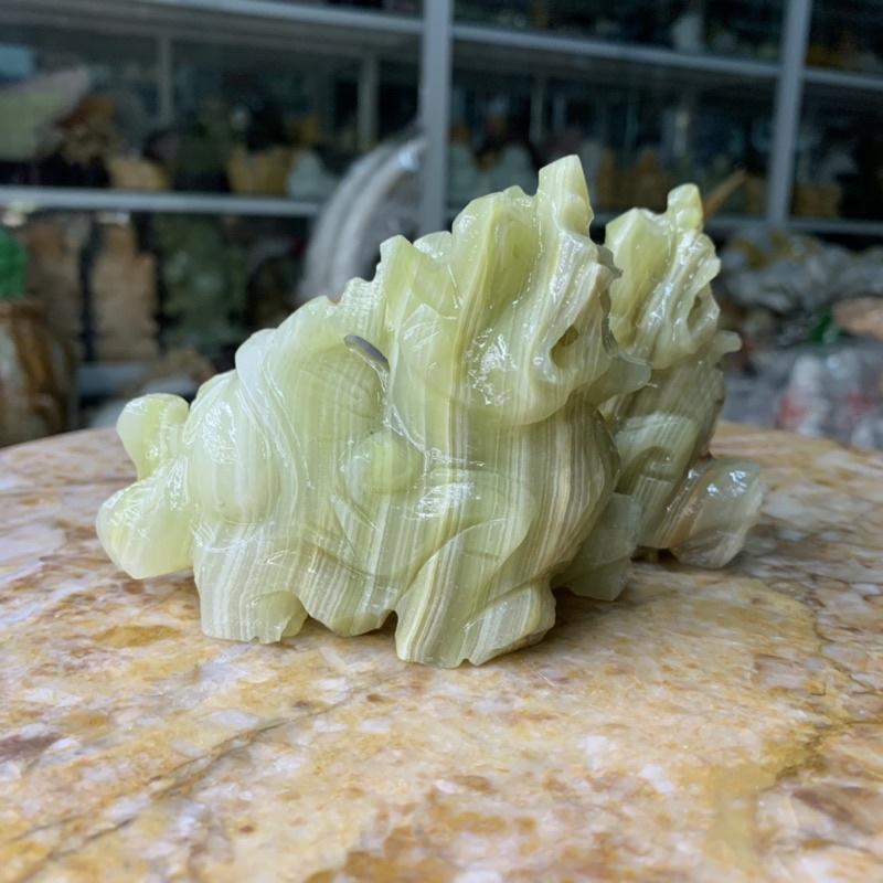 Cặp Tỳ Hưu Chiêu Tài Lộc Đá Ngọc Onix - ngang 10cm